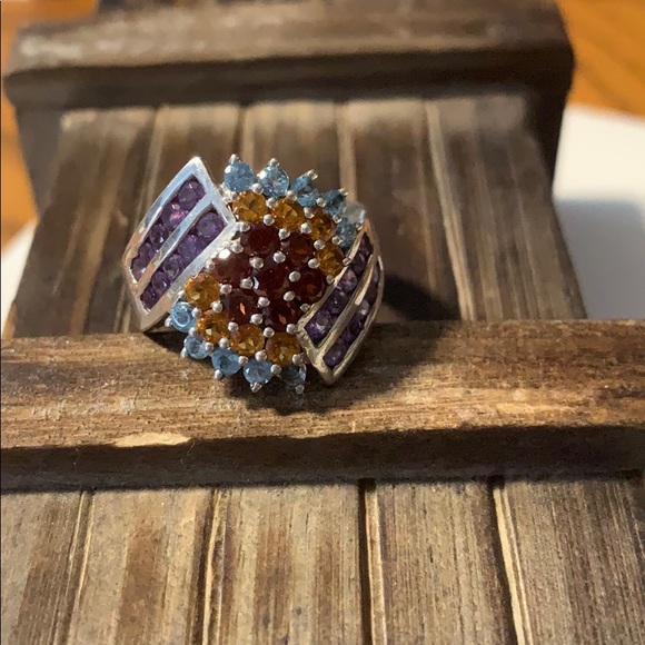 Multi-color 925 gem ring - Picture 2 of 6